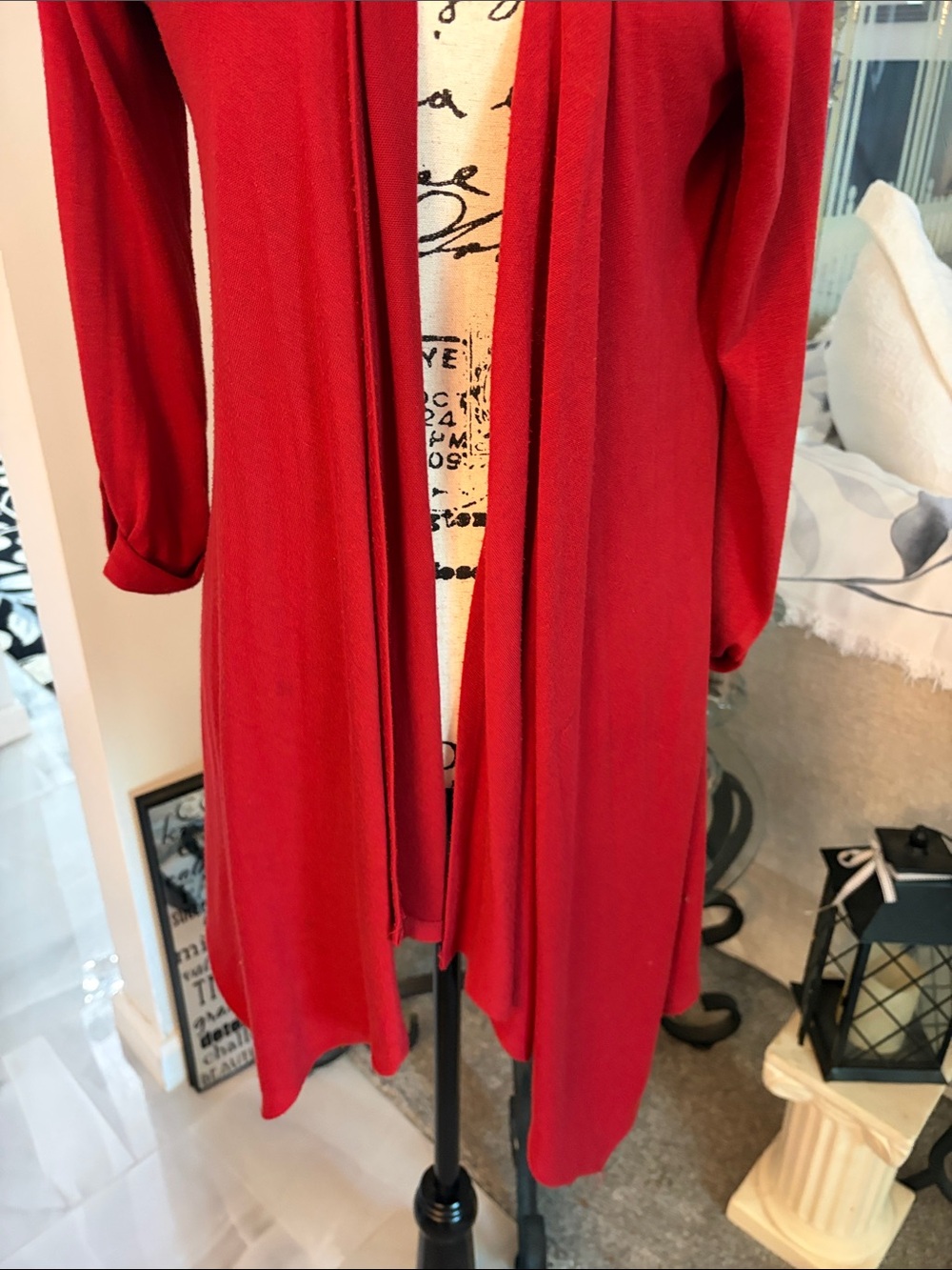 Style & Co. Rust Red Open-Front Long Cardigan - Picture 4 of 7